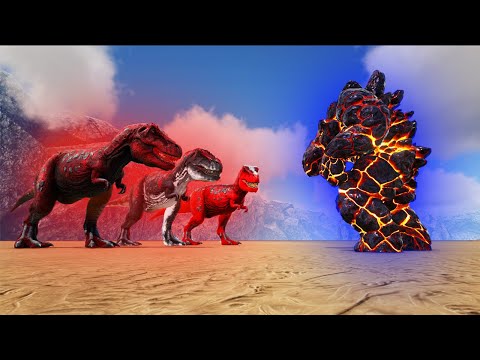 LAVA GOLEM VS ALPHA REX, ALPHA WYVERN & OTHER ALPHA CREATURES | Ark Battles | Thyrulous