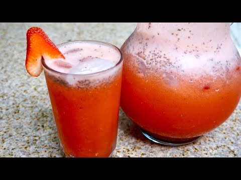 AGUA FRESCA SÚPER RICA Y MÁS SALUDABLE! Agua fresca de fresa con chia.