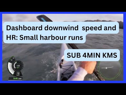 Surf Ski Downwind.  Dashboard with speed, HR data and full commentary.
