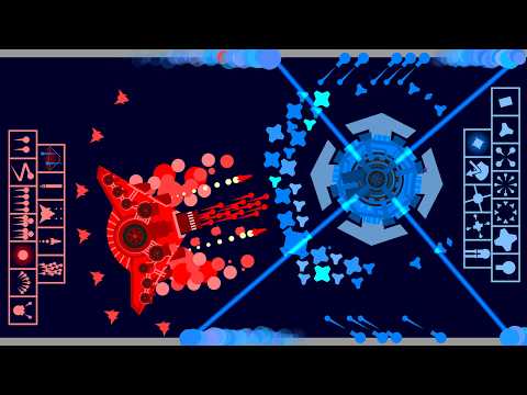 Mega Space Fighter VS. Flying Fortress [Red VS. Blue] - Marble Race in Algodoo