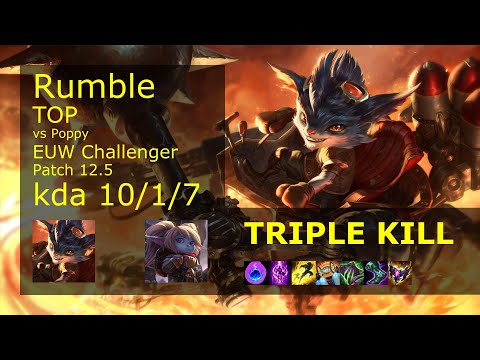 Rumble Top vs Poppy - EUW Challenger 10/1/7 Patch 12.5 Gameplay