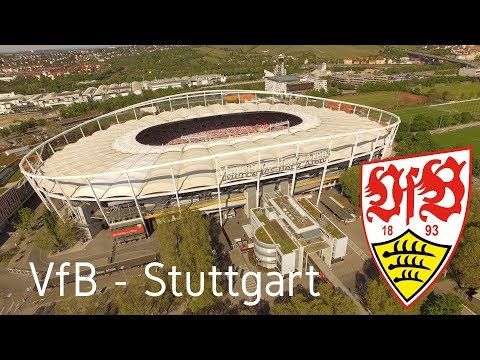 Mit dem  VfB - Stuttgart in der Mercedes Benz Arena in 4K - Aerial View