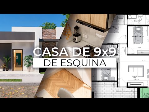 PLANO DE CASA DE 9x9 DE ESQUINA | PLANOS DE CASAS PEQUEÑAS