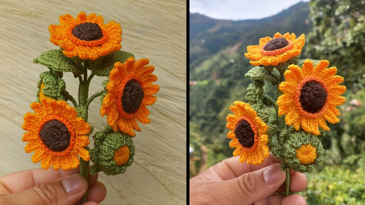 SUNFLOWER BOUQUET 🌻 miniature CROCHET 🧶 step by step EASY and FAST to KNIT 📽 tutorial.