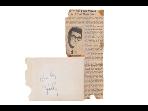 Holly, Bopper, & Dion Signatures and Newspaper Clippings