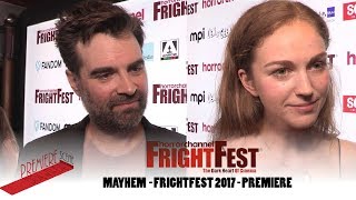 Lucy Chappell and Joe Lynch MAYHEM - FRIGHTFEST 2017 - PREMIERE video