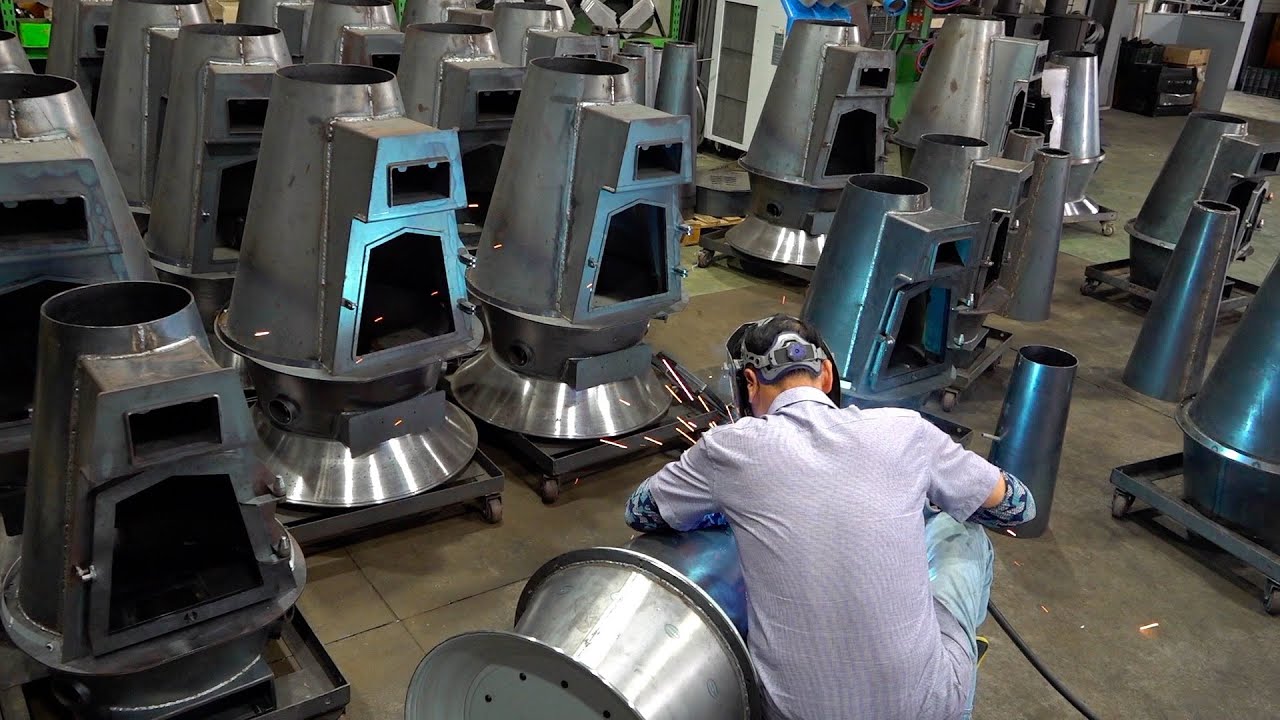 No worries about smoke! process of making a magical fireplace. An old Korean stove factory