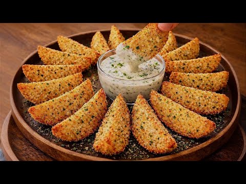 Crispy Parmesan Cheese Potatoes in 5 Minutes! with Garlic Sauce! Delicious and quick! No frying!
