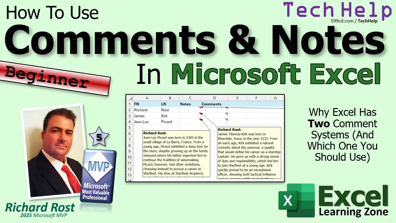 How to Use Comments & Notes in Microsoft Excel - Why Excel Has Two Comment Systems