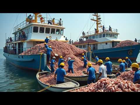 Terrifying Deep Sea Shrimp Hunt – Japanese Fishermen Catch 100 Tons of Giant Squid, Shrimp Every Day