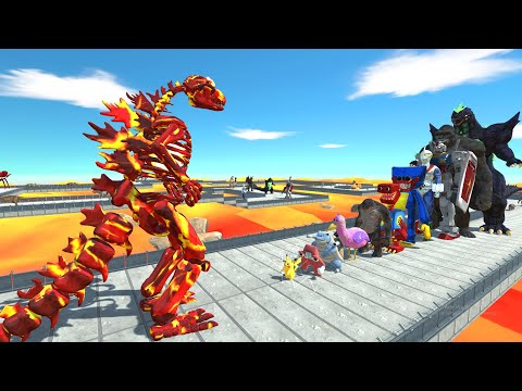 Godzilla Skeleton Lava vs Super Godzilla LAVA DEATH RUN - Animal Revolt Battle Simulator