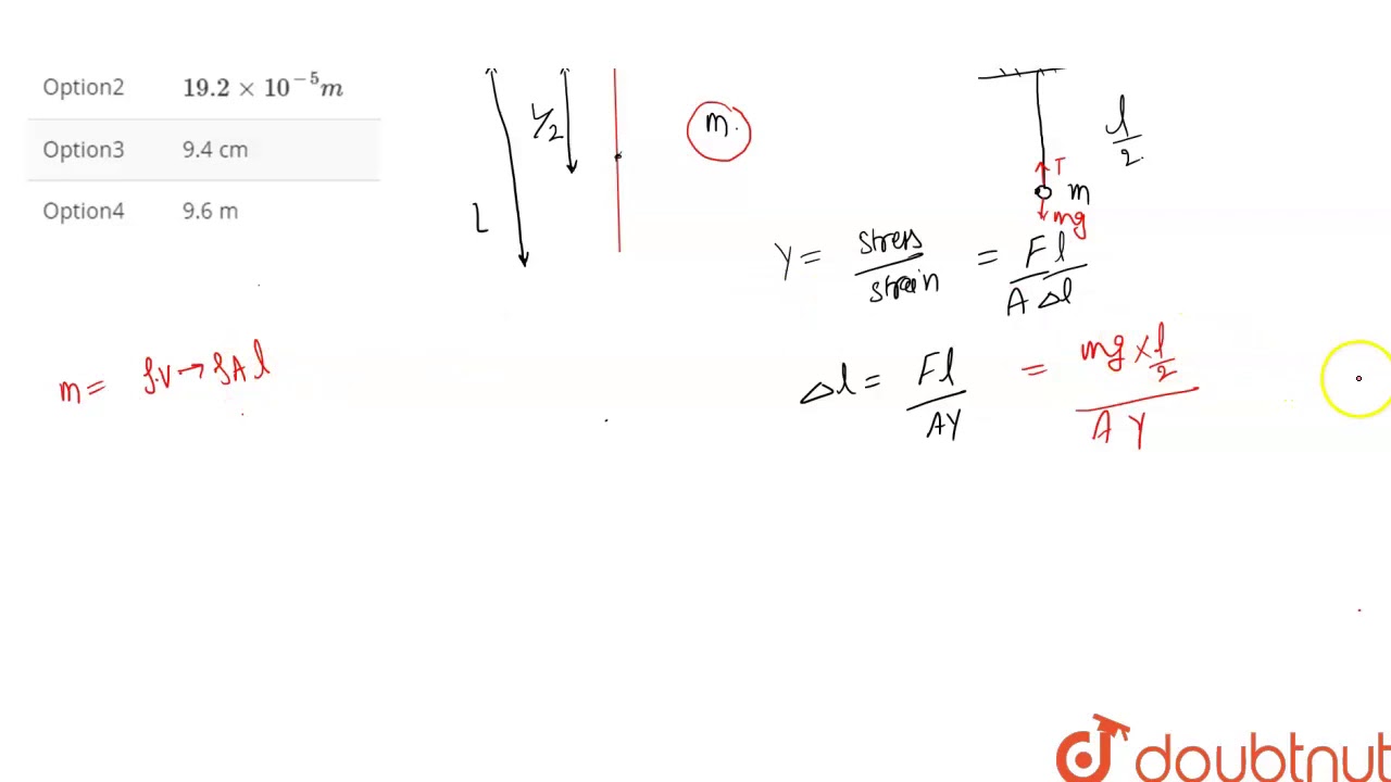 A thick rope of rubber of density `1.5 xx 10^(3) kg m^(-3)` and Young's modulus `