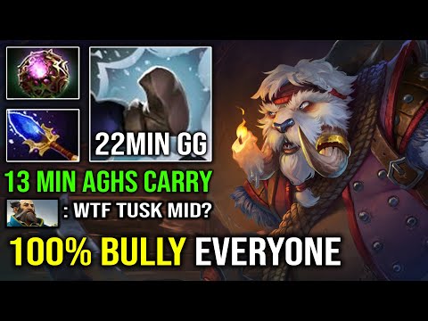 WTF 12Min Scepter Tusk 100% Bullying Everyone with Nonstop Walrus Kick EZ 22Min GG 7.31 Dota 2