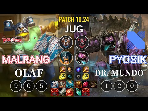 KT Malrang Olaf vs DRX Pyosik Dr. Mundo Jungle - KR Patch 10.24