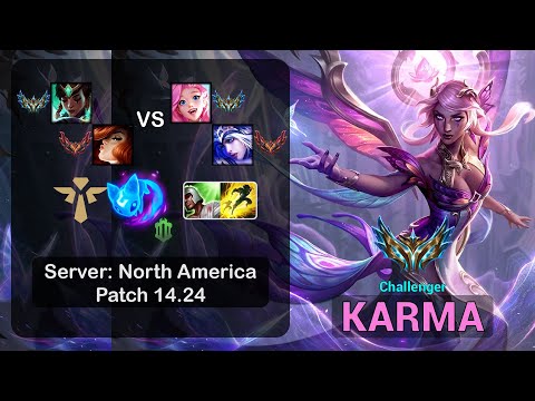 Karma Support + Miss Fortune vs Seraphine + Ashe - NA Challenger - Patch 14.24