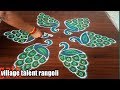 #SIMPLE PEACOCK RANGOLI DESIGN FOR BEGINNERS WITH 5DOTS MADE EASY TO DRAW FOR EVERYONE