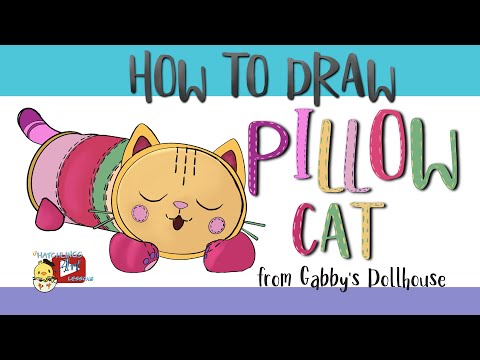 How to draw Pillow Cat from Gabby’s Dollhouse- Little Hatchlings Art Lessons