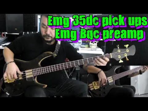 Emg 35dc pick ups Emg Bqc preamp Handmade Bass Guitar,Ziricote,Maple,Purple Rosewood...