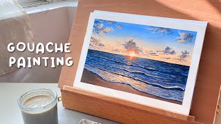 🏝️ beach sunset gouache painting 🎨 paint with me using himi miya gouache ✨ cozy and relaxing
