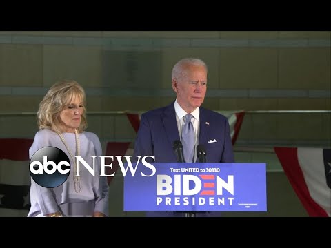 ミシガン州、ミズーリ州、ミシシッピ州での勝利を予想して記者会見するバイデン氏 (Biden speaks to press after projected wins in Michigan, Missouri, Mississippi)