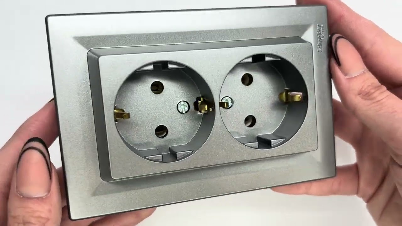 Розетка двойная с/з SCHNEIDER Asfora сталь EPH9900162