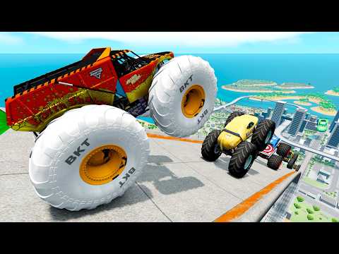 Epic High Speed Monster Truck Jumps And Crashes #085 - BeamNG Drive