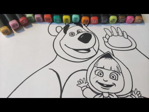 COLORIAGE MASHA & MICHKA FACILE À COLORIER 🖍️🖍️