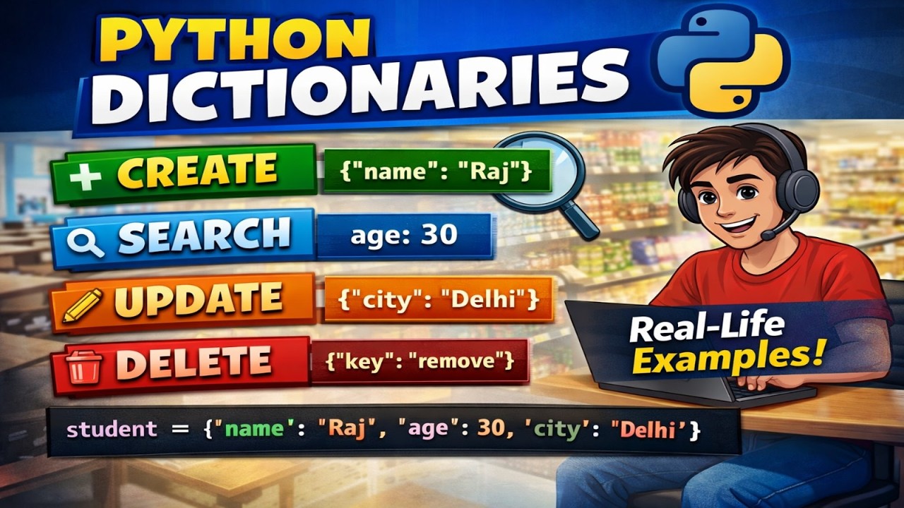 Python Dictionary Explained 🔥 | Create, Search, Update & Delete | Real-Time Examples