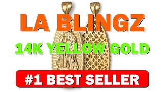 LA BLINGZ 14K Yellow Gold Our Lady of Guadalupe Virgin Mary Pendant - B081J1TK2F