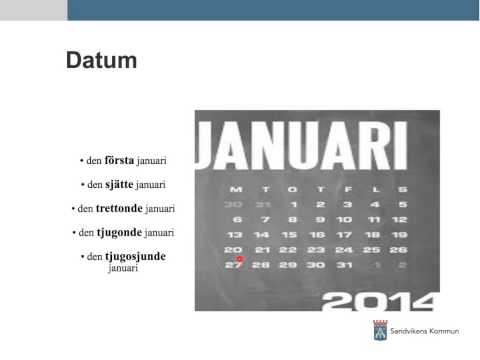 Sfi Sandviken - Grammatik - Ordningstal