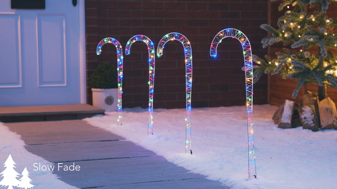 Multi Coloured Micro LED Candy Cane Path Lights