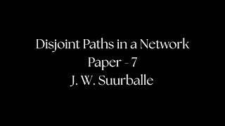 Disjoint Paths in a Network Paper - Equivalent and Canonic Networks - 