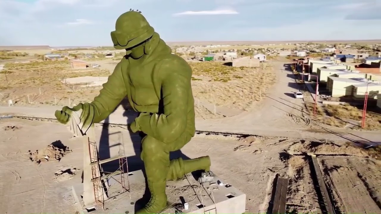 Momentos culminantes de la obra de Aldo Beroisa al soldado de Malvinas emplazado en la ciudad de Zapala