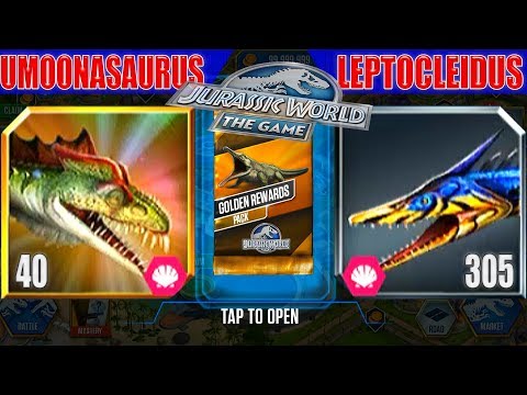 UMOONASAURUS vs LEPTOCLEIDUS - GOLDEN REWARDS PACK | JURASSIC WORLD THE GAME