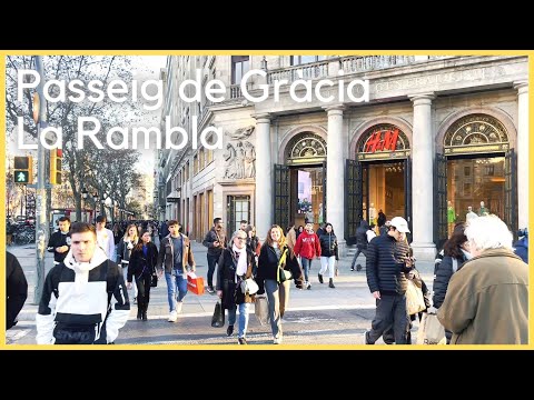 BARCELONA SPAIN 2023 walk 4k | Paseo de Gracia  to La Rambla