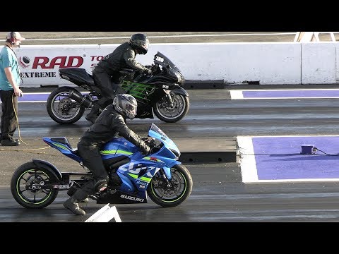 GSXR 1000 vs Kawasaki Ninja zx14 - drag race