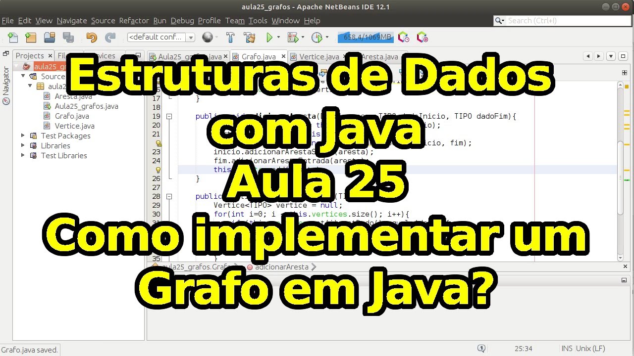 Aula 25 - Como implementar um Grafo em Java? - Estruturas de Dados com Java