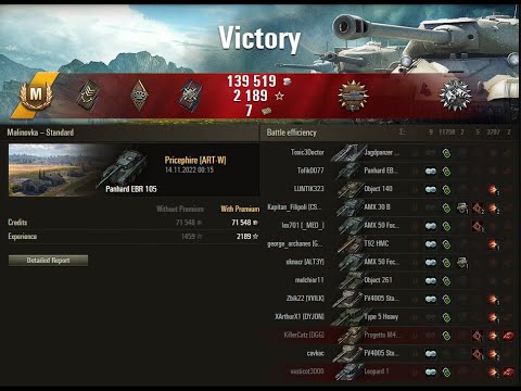 Malinovka – Panhard EBR 105 X 11k Assistance and 3,7k Damage