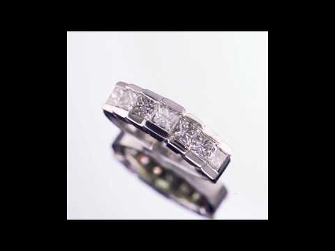 14k White Gold Princess Cut Diamond Engagement Ring Size 5.5 TDW = 1.75 ct