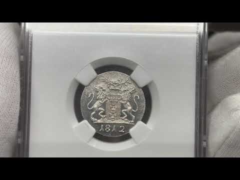 Wolne Miasto Gdańsk, Grosz 1812 M - NGC MS 64 - W CZYSTYM SREBRZE - RZADKOŚĆ