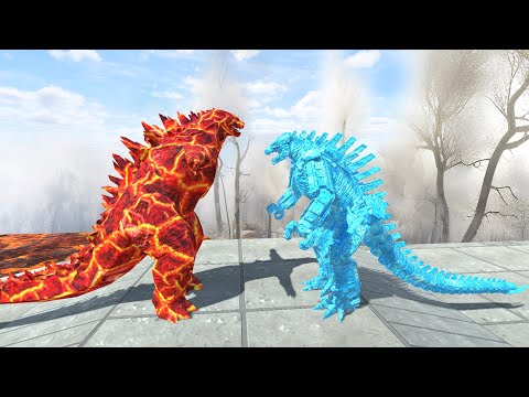 New Mecha Godzilla 2021 Ice Vs Monster Godzilla 2014 Lava Death run-Animal Revolt Battle Simulator