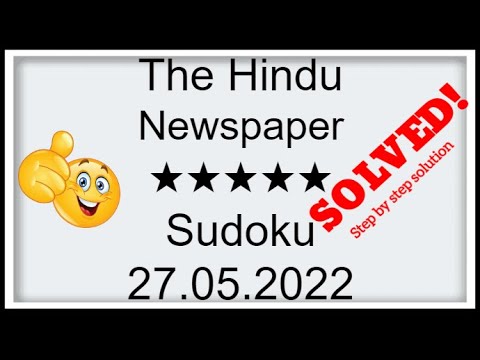 🔴🔊How to Solve The Hindu Newspaper Sudoku 5 Star | Step by Step Solution | 27.05.2022 |  Level ★★★★★