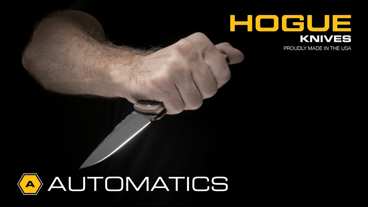 Hogue Knives EX-A04 Wharncliffe Automatic Knife Matte Black (3.5" Tumbled) 