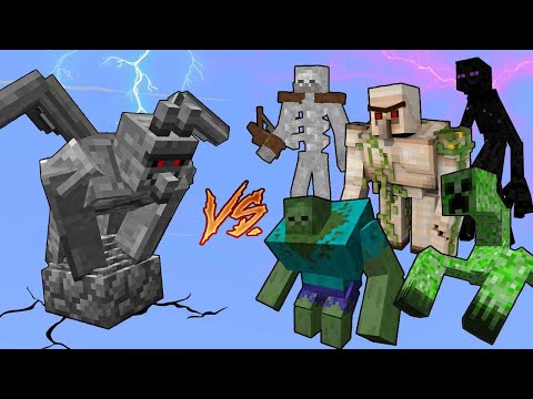 Stone Gargoyle Vs. Mutant Monsters in Minecraft
