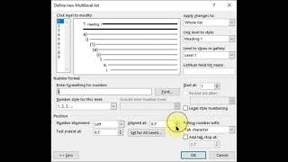 Defined new multilevel list in MS word