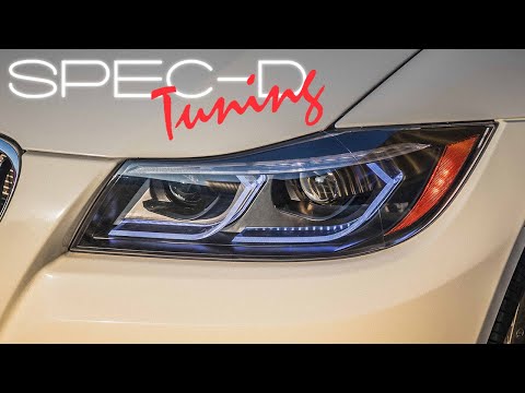 SPECDTUNING LIGHTING TEST VIDEO: 2006-2011 BMW 3 SERIES SEDAN LIGHT BAR STYLE PROJECTOR HEADLIGHTS