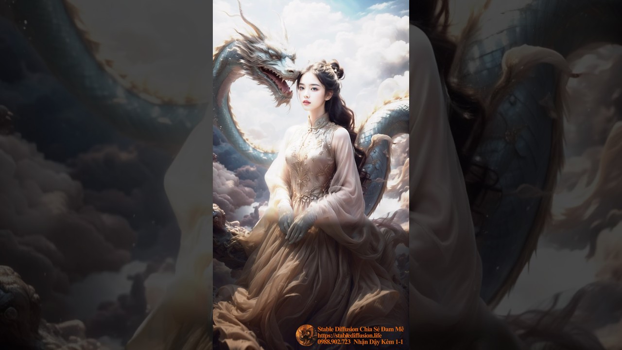 Stable Diffusion beautiful girl riding a dragon #ai #youtube #youtubeshort #youtuber #shorts