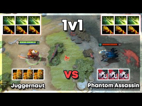 Juggernaut vs Phantom Assassin with 3x Butterfly and 3x MKB - Dota 2 1v1