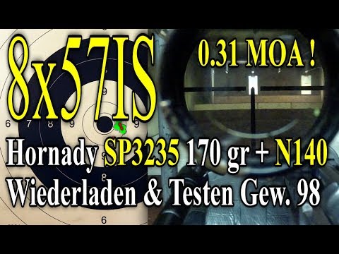8x57IS SP3235 N140 Reloading & Test Gewehr 98 Scoped (engl. subs!)
