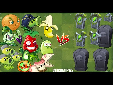 All Plants 3 POWER-UP vs 99 Gravestones Leaf - Pvz 2 Challenge Strategy